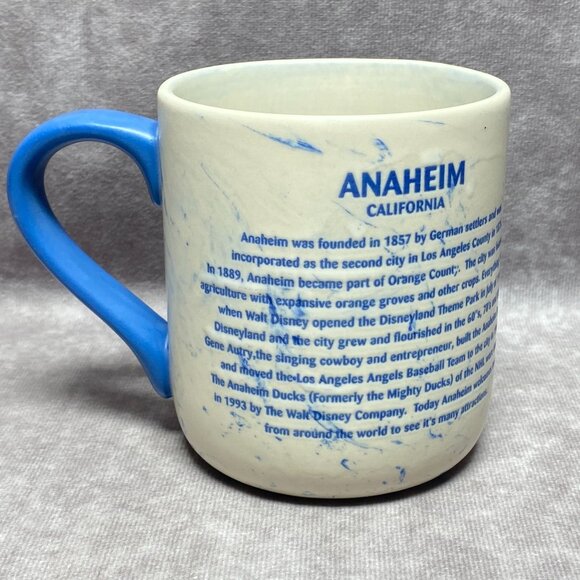 Anaheim Ceramic Mug Blue & White Marble Design With City Of Kindness Print 16oz - Picture 7 of 11